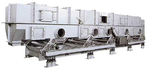 Vibratory conveyor for drying and cooling